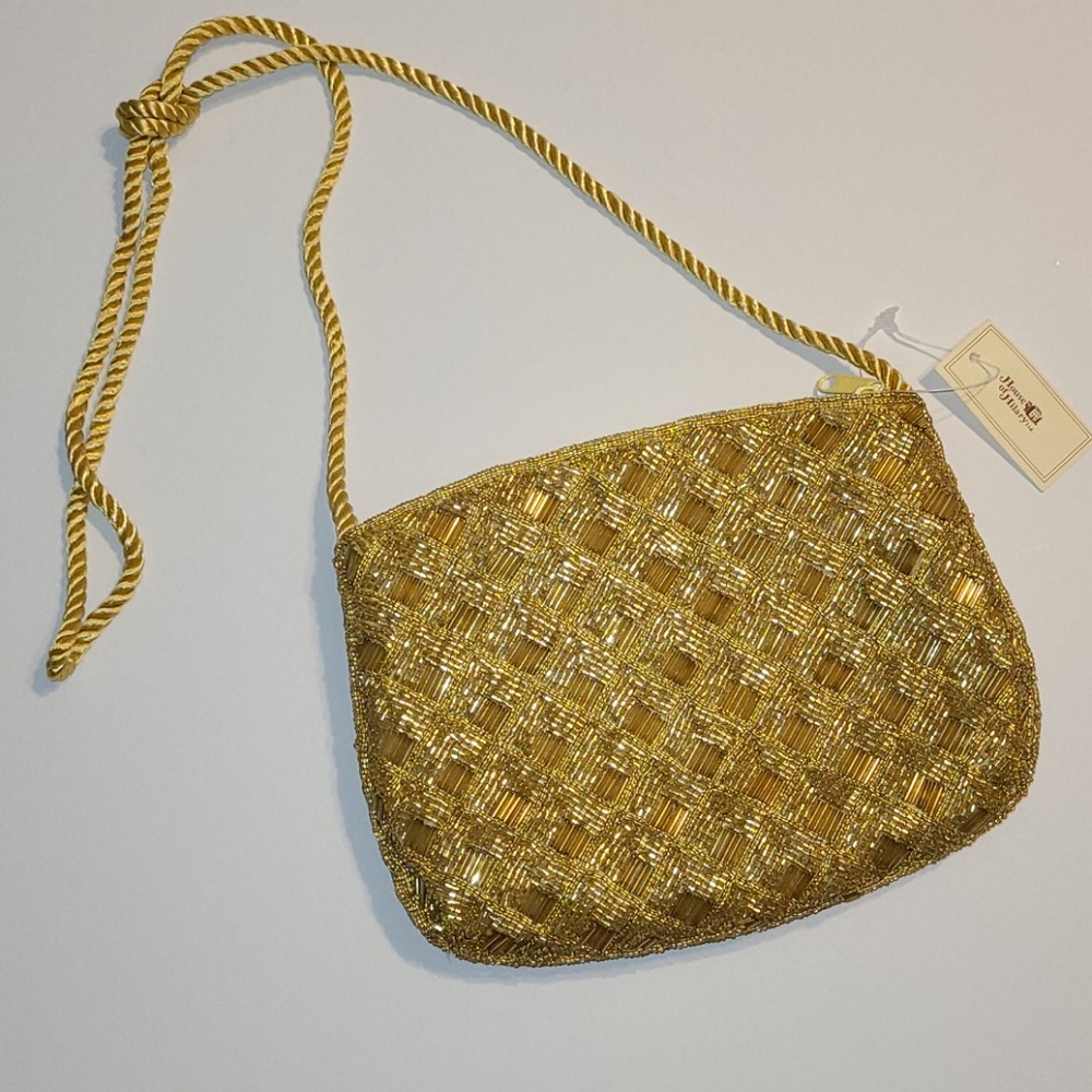 Vintage House of Hilary Small Gold Beaded Purse